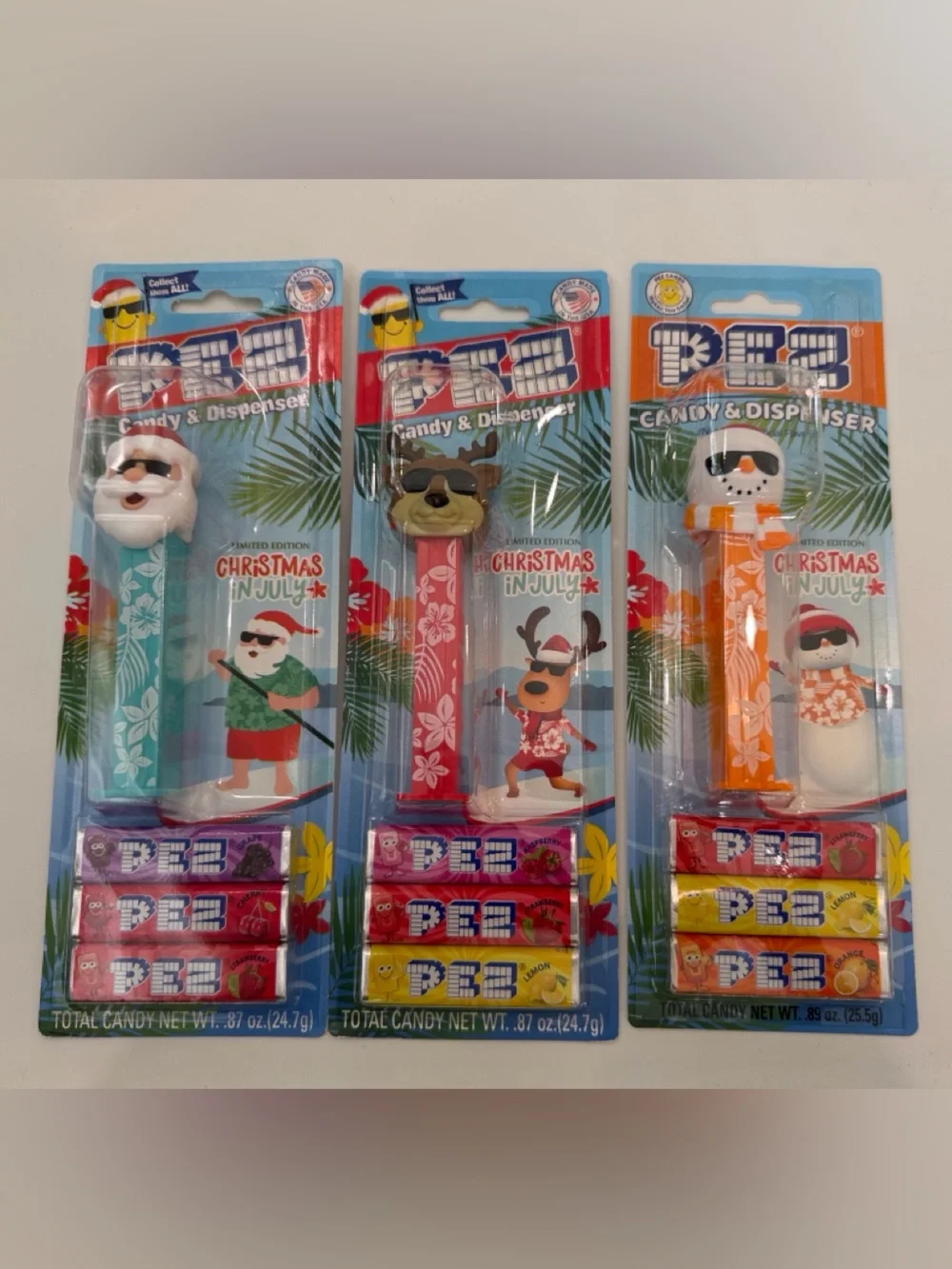 Pez Limited Edition Christmas in July Holiday Candy Dispensers- New